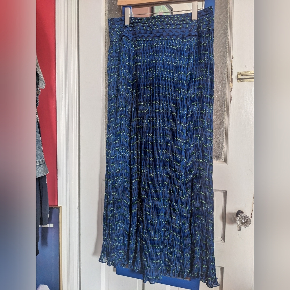 TORY BURCH Courchevel Pleated Maxi Skirt in Indian Ocean Blue